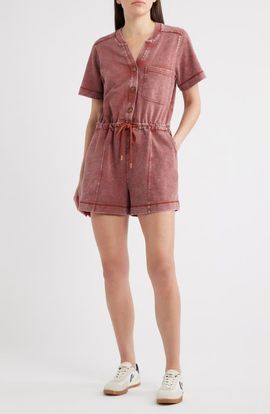 CITY BLUES CITY BLUES Short Sleeve Drawstring Romper
