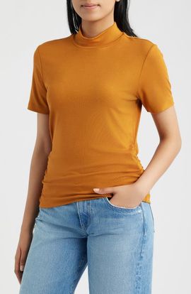 CITY BLUES CITY BLUES Short Sleeve Mock Neck Top