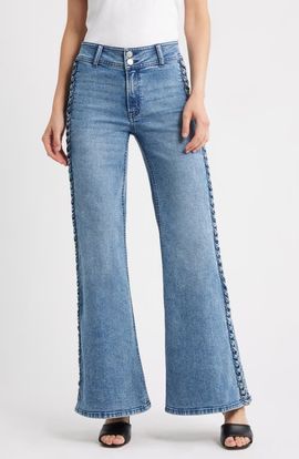 CITY BLUES CITY BLUES Side Braid Wide Leg Jeans