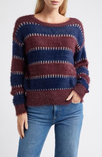 CITY BLUES CITY BLUES Stripe Metallic Boat Neck Sweater
