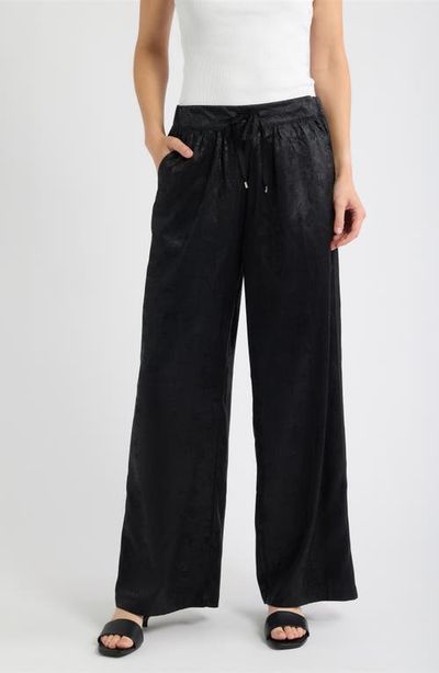 CITY BLUES CITY BLUES Tie Waist Metallic Tuxedo Track Pants