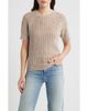 CITY BLUES CITY BLUES Washed Openwork Knit Rib Short Sleeve Sweater - 1