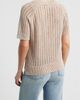 CITY BLUES CITY BLUES Washed Openwork Knit Rib Short Sleeve Sweater - 2