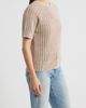 CITY BLUES CITY BLUES Washed Openwork Knit Rib Short Sleeve Sweater - 3