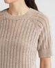 CITY BLUES CITY BLUES Washed Openwork Knit Rib Short Sleeve Sweater - 4