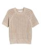 CITY BLUES CITY BLUES Washed Openwork Knit Rib Short Sleeve Sweater - 5