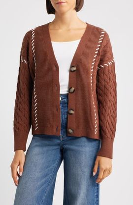 CITY BLUES CITY BLUES Whipstitch Cable Cardigan
