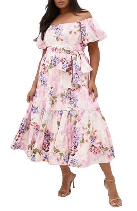 City Chic City Chic Aliyah Floral Print Midi Dress