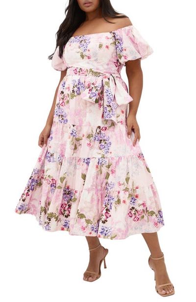 City Chic City Chic Aliyah Floral Print Midi Dress