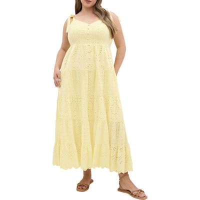 City Chic City Chic Allegra Eyelet Lace Midi Sundress