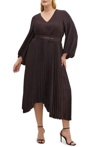 City Chic City Chic Amara Accordion Pleat Sateen Dress