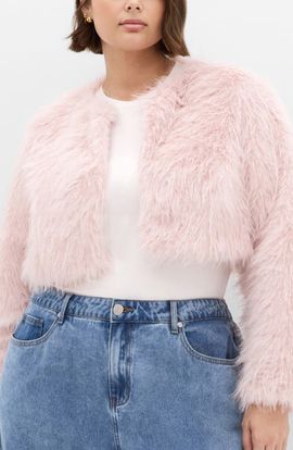 City Chic City Chic Angelica Faux Fur Crop Jacket