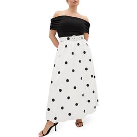 City Chic City Chic Anita Mixed Media Off the Shoulder Maxi Dress