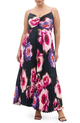 City Chic City Chic Ariana Floral Print Pleat Maxi Dress