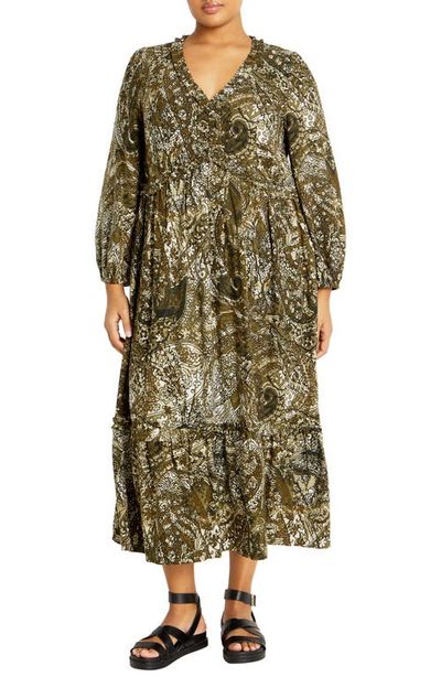 City Chic City Chic Arya Print Long Sleeve Maxi Dress