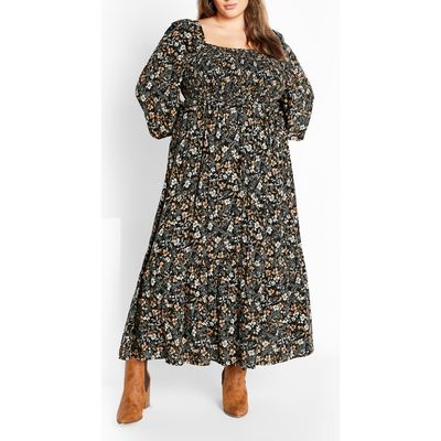 City Chic City Chic Avana Floral Long Sleeve Midi Dress