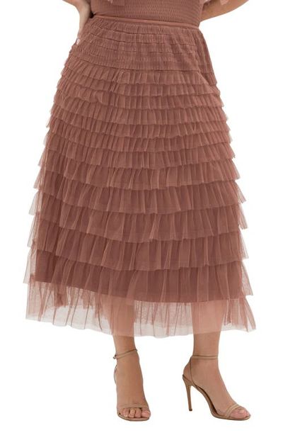 City Chic City Chic Averi Tiered Tulle Maxi Skirt