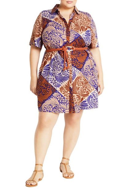 City Chic City Chic Becka Print Belted Dress 