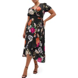 City Chic City Chic Belle Floral Print Wrap Dress