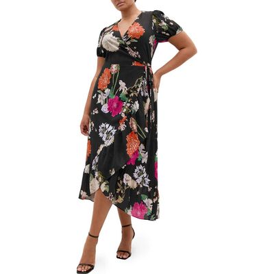 City Chic City Chic Belle Floral Print Wrap Dress