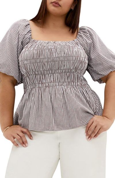 City Chic City Chic Belle Gingham Peplum Top