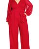 City Chic City Chic Belted Sheer Long Sleeve Jumpsuit - 1