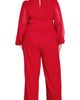 City Chic City Chic Belted Sheer Long Sleeve Jumpsuit - 2