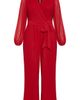City Chic City Chic Belted Sheer Long Sleeve Jumpsuit - 3