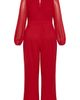 City Chic City Chic Belted Sheer Long Sleeve Jumpsuit - 4