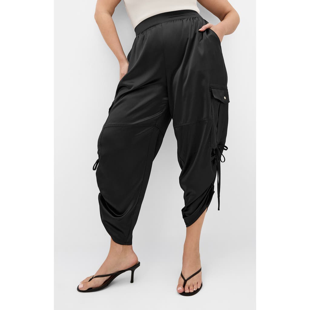City Chic City Chic Cargo Castle Satin Ruched Drawstring Leg Cargo Pants