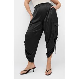 City Chic City Chic Cargo Castle Satin Ruched Drawstring Leg Cargo Pants
