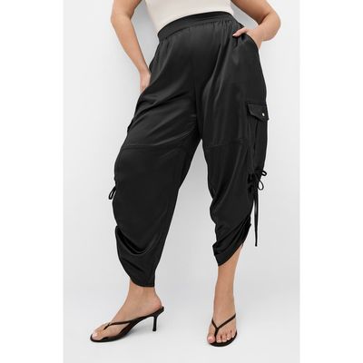 City Chic City Chic Cargo Castle Satin Ruched Drawstring Leg Cargo Pants