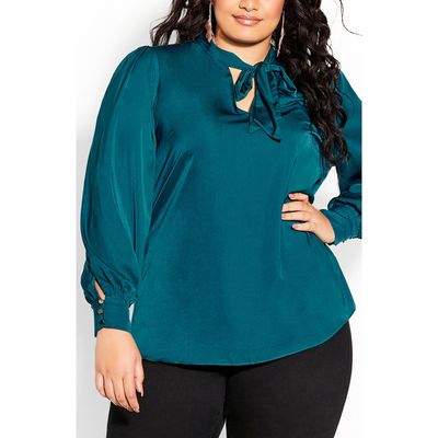 City Chic City Chic Chana Charmeuse Bow Blouse