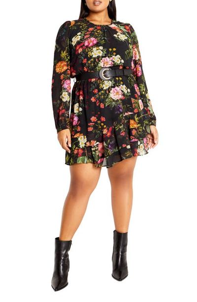 City Chic City Chic Charlee Floral Belted Dress 