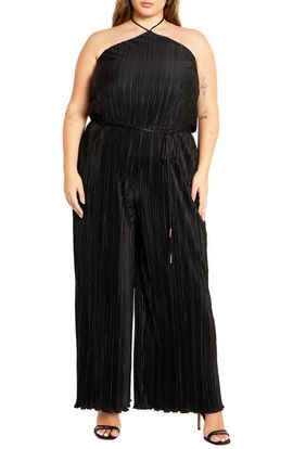 City Chic City Chic Chelo Plissé Halter Jumpsuit