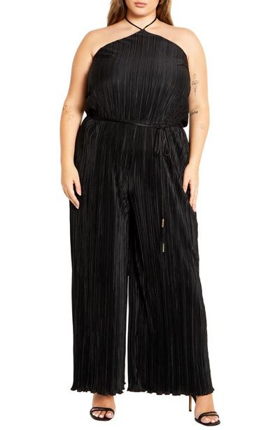 City Chic City Chic Chelo Plissé Halter Jumpsuit