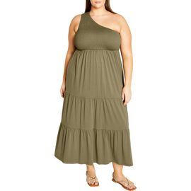City Chic City Chic Darcy Smocked One Shoulder Dress