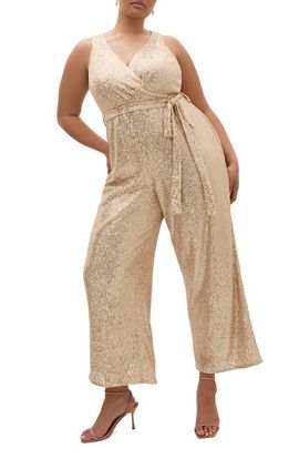 City Chic City Chic Dazzling Sequin Wide Leg Jumpsuit