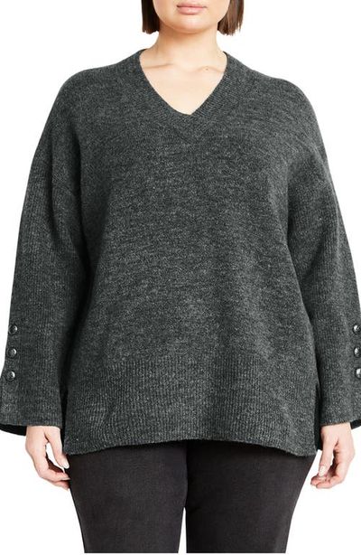 City Chic City Chic Dorothy Button Cuff Sweater