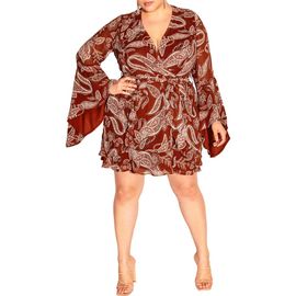 City Chic City Chic Dream Paisley Faux Wrap Minidress 