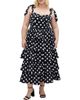 City Chic City Chic Elina Polka Dot Tie Strap Tiered Midi Dress - 1