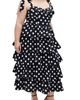 City Chic City Chic Elina Polka Dot Tie Strap Tiered Midi Dress - 3