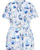 City Chic City Chic Elise Amalfi Print Belted Button Front Romper - 3