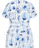 City Chic City Chic Elise Amalfi Print Belted Button Front Romper - 4