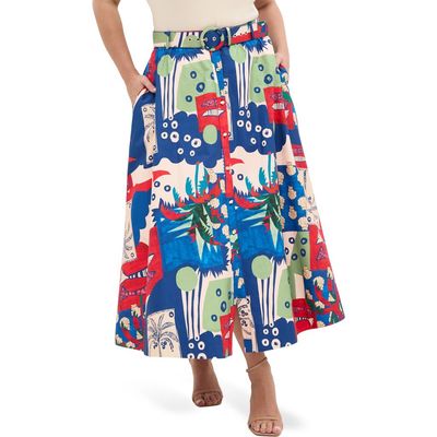 City Chic City Chic Elysia Printed Cotton Maxi Skirt