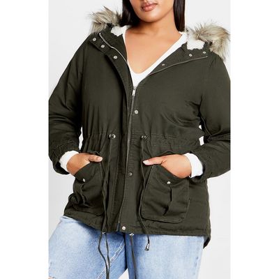 City Chic City Chic Explorer Parka with Faux Shearling Lining