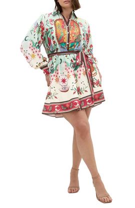 City Chic City Chic Ezra Mixed Print Long Sleeve Shirtdress