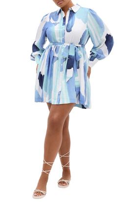 City Chic City Chic Ezra Tie Waist Long Sleeve Minidress