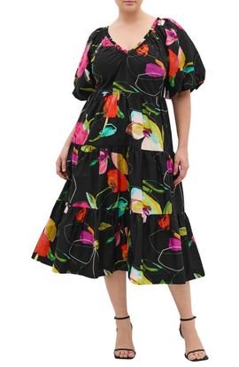 City Chic City Chic Fantasy Floral Cotton Midi Dress