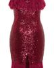 City Chic City Chic Feather Trim Sequin Strapless Dress - 4